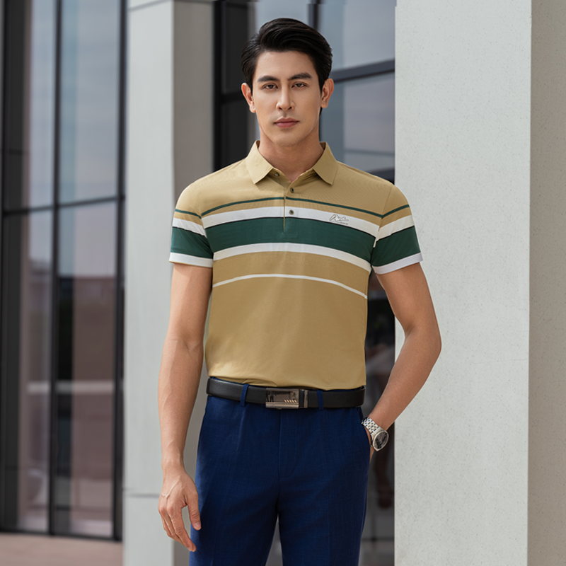 Sahara Line Shirt Cool Tone Silk-Blend Fit