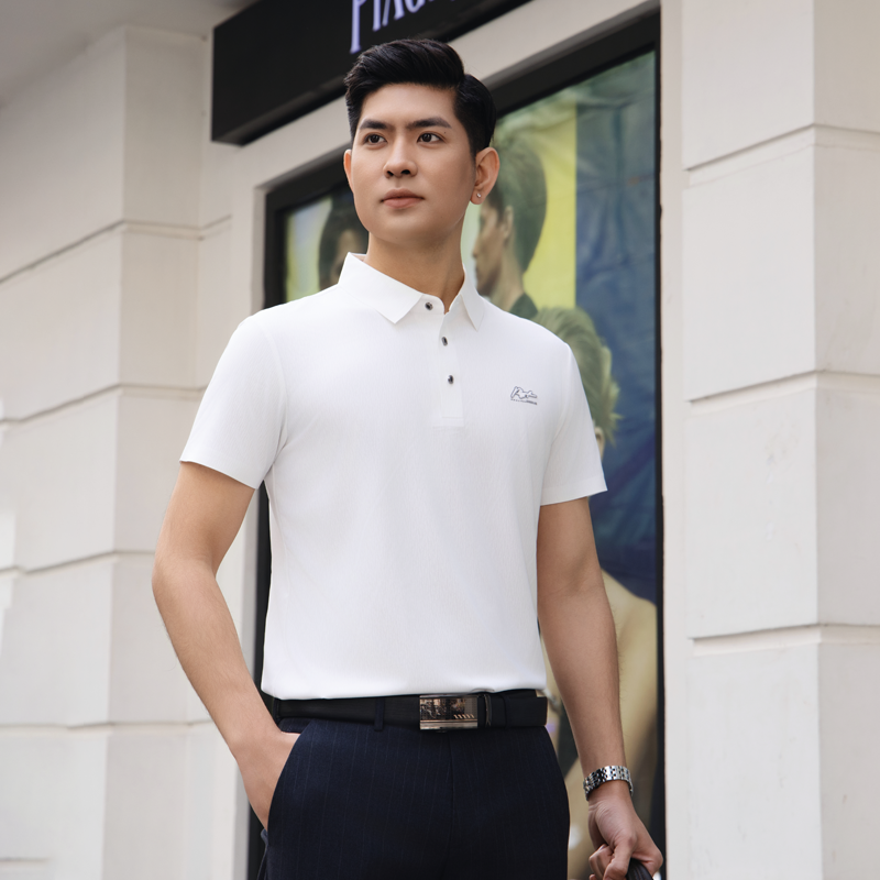 Ivory Crest Shirt Cool Tone Silk-Blend Fit
