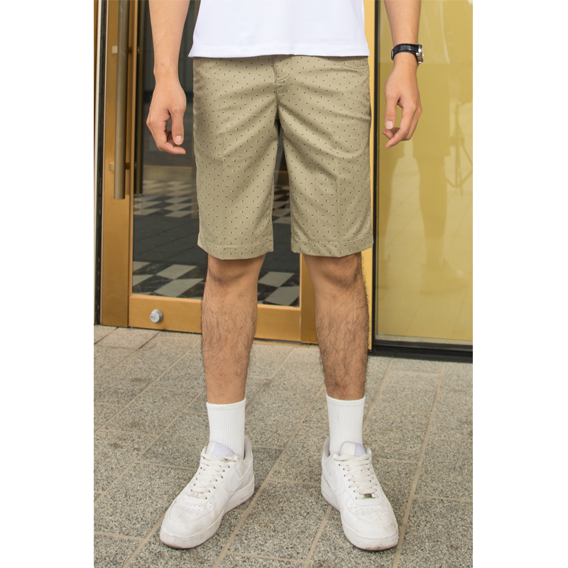 Khaki Dot-Print Performance Shorts